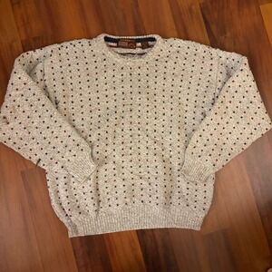 Authentic Mens Crew Neck Sweater Speckled Pattern Red‎ Blue Green Accents Size L